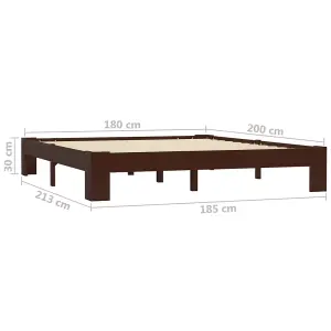 Berkfield Bed Frame Dark Brown Solid Pine Wood 180x200 cm 6FT Super King