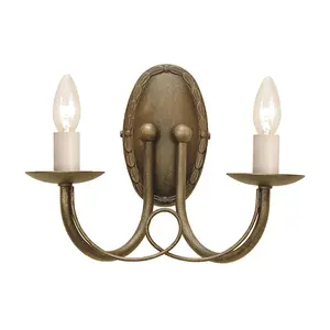 Elstead Minster 2 Light Indoor Candle Wall Light Black, Gold, E14