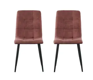 MCC Direct Henri Faux Suede Leather Dining Chairs Set of 2 Pink