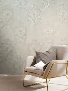 Rasch Sienna Damask Pearl Wallpaper