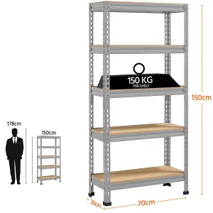 Yaheetech Light Grey Metal 5 Tiers Boltless Storage Shelf for Warehouse Home