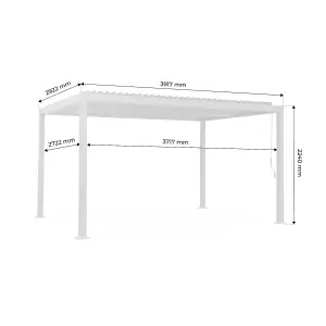 sweeek. 3x4m louvered aluminium pergola with adjustable slats Palace Anthracite 392x292x211 cm