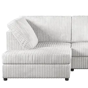 Luxor Silver Jumbo Cord 4 Seater Corner sofa Left Hand Facing - Full Back