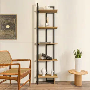 Alica 180cm H Corner Bookcase Black/Oak