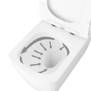 GoodHome Levanna White Rimless Wall hung Square Toilet pan with Soft close seat