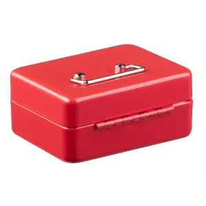 Hardys Metal Cash Box Money Bank Deposit Steel Tin Security Safe Petty Key Lockable - 4" Red