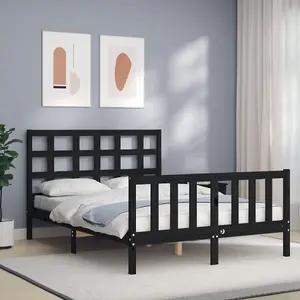 Berkfield Bed Frame with Headboard Black 120x200 cm Solid Wood