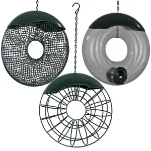 3pcs Hanging Wild Bird Feeder - Seed, Nut and Fat Ball Donut style