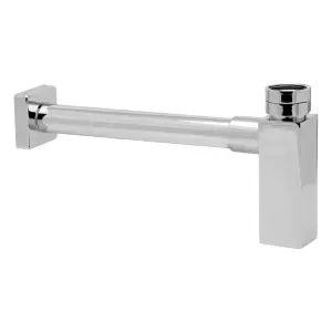 Deva Chrome Vanity Square Bottle Trap With Wall Extension Waste Pipe Drainage For Bathroom Basin Sinks 1 - 1/4" BSP Connection