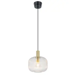 GoodHome Lybia Satin Brass Pendant ceiling light, (Dia)250mm