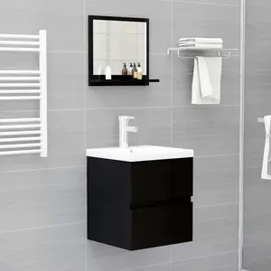 Dorlene Framed Wall Mounted Bathroom Mirror High Gloss Black / 40 cm