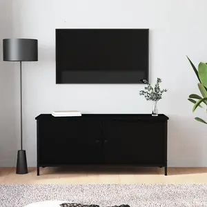 Berkfield TV Cabinet with Doors Black 102x35x45 cm Engineered Wood