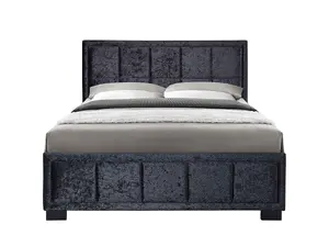 Birlea Hannover Small Double Bed Black Crushed Velvet