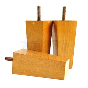 4 x SOLID WOOD FURNITURE FEET 100mm HIGH REPLACEMENT FURNITURE LEGS SOFAS CHAIRS STOOLS M10 Oak