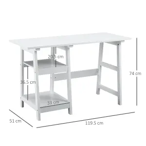 HOMCOM Computer Writing Desk w/ Shelf PC Workstation for Home Office White