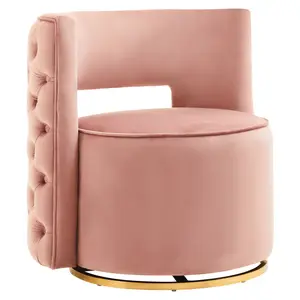 Interiors by Premier Pink Velvet Swivel Arm Chair, Comfortable Arm Chair with 360 Rotation, Contemporary Velvet Chair for Home