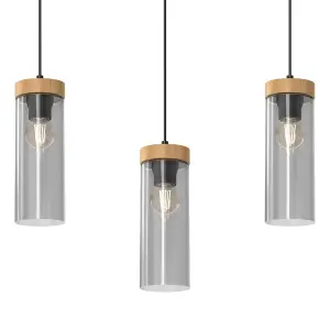 Milagro Elica Hand Made Designer Pendant Lamp With Elegant Smoked Glass Cylindrical Shades