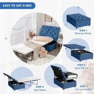 Costway 2-in-1 Convertible Sofa Bed Folding Ottoman Sleeper Space Saving Couch Lounger