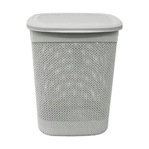 JVL Droplette Design Plastic Laundry Basket, Grey