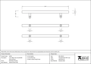 From The Anvil Matt Black (316) 1.2m Offset T Bar Handle B2B 32mm Dia.