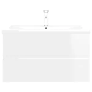 Berkfield Sink Cabinet with Built-in Basin High Gloss White Engineered Wood