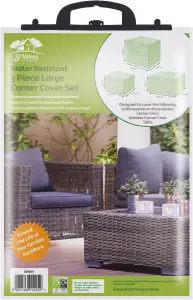 Garden Outdoor Water Resistant 3 Piece Large Corner Sofa Seat Set & Table Cover