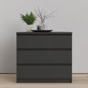 Naia Chest of 3 Drawers in Black Matt