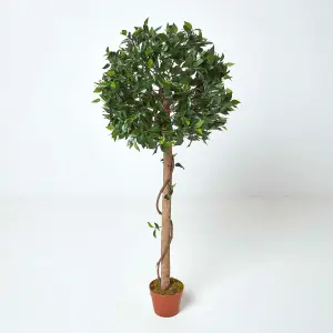 Homescapes Green 4ft Ficus Topiary Artificial Tree with Pot, 125 cm