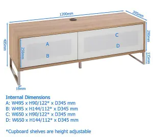 Alphason Helium TV-Stand with 1 Door & 1 Flap White, 1200mm