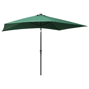 Berkfield Parasol with LEDs and Steel Pole Green 2x3 m