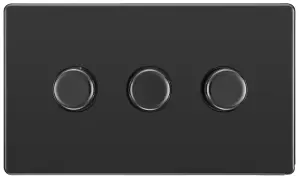 GoodHome Black Nickel profile Triple 2 way 400W Screwless Dimmer switch