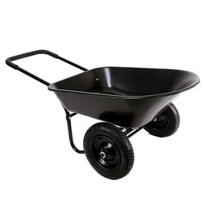 Garden WHEELBARROW 150kg Heavy Duty 85Ltr Toughened Plastic Barrow Tray Yard Equine with 2 Wheels & All Terrain Pneumatic Tyres