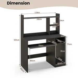 Costway Computer Desk Home Office Study Writing Desk with Charging Station