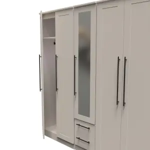 Howard Tall 5 Door 2 Drawer 1 Mirror Wardrobe in Kashmir Matt (Ready Assembled)