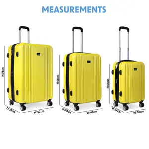 3-Piece Lightweight ABS Luggage Set in Yellow - Stylish Travel Suitcases