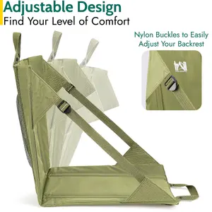 Padded Hiking Chair Portable Folding Outdoor Camping Seat with Backrest Trail - Green