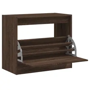 Shoe Cabinet Brown Oak 80x42x69 cm Engineered Wood