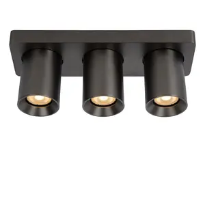 Lucide Nigel Modern Ceiling Spotlight Bar - LED Dim to warm - GU10 - 3x5W 2200K/3000K - Black Steel