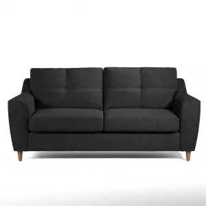 Baxter Charcoal Tufted Fabric 3 Seater Sofa