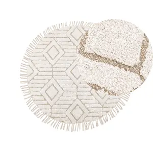 Round Cotton Area Rug 140 cm Beige HORASAN