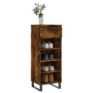 Berkfield Shoe Cabinet Smoked Oak 40x36x105 cm Engineered Wood