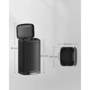 Kitchen 30 Litre Step On Rubbish Bin Black