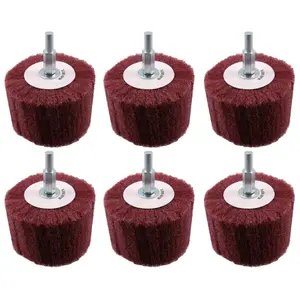 Cylinder Shaped Sanding Polishing Cleaning Mop 75mm Width 240 Grit 6mm Shank 6pk