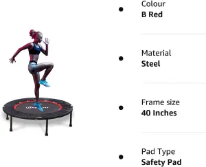 Jandecfit Mini Trampoline Foldable Jumper 40" Fitness Gym Rebounder Black Red