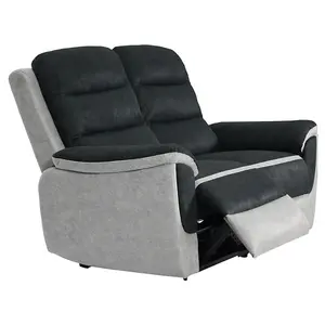 Comfy Living Two Tone Contrast Fabric Recliner 2 Seater Sofa