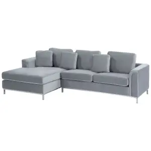 Right-Hand Corner Sofa OSLO Grey Velvet Right Hand