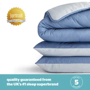 SILENTNIGHT SEERSUCKER COVERLESS DUVET AND PILLOWCASE SET - 10.5 TOG - GREY/BLUE - SINGLE