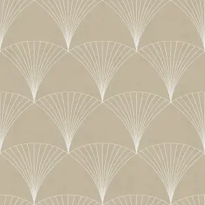 Galerie Design Clay Brown White Art Deco Fan Smooth Wallpaper