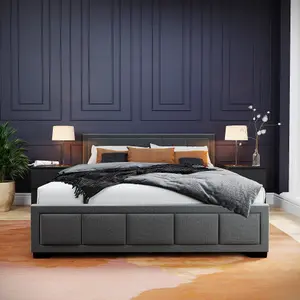 Vida Designs Vanita King Fabric Bed, Dark Grey