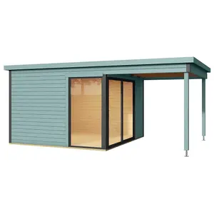 Lasita Domeo 2 Garden Office with Veranda - 5m x 3m - Modern Summer House Double Glazed